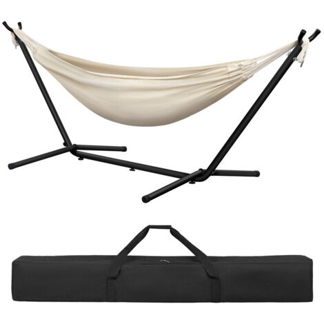 Hamac double portable avec support robuste – Capacité 250 kg, pour 2 personnes, lit-balancelle suspendu d’extérieur, pour camping et jardin, 280 × 106 × 100 cm (1/4)