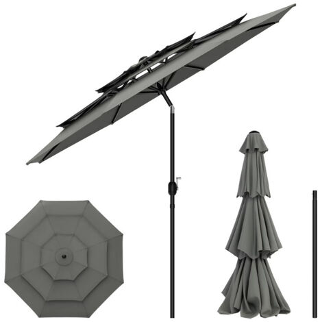 Parasol de jardin rond grand format – Diamètre 292 cm – Inclinaison réglable – Protection UV – Triple ventilation – Pour balcon et jardin (1/5)