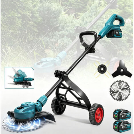 Tondeuse électrique 10 pouces brushless 6000W 58000 tr/min, outil de jardin pliable compact haute performance, avec 2 batteries incluses pour utilisation extérieure