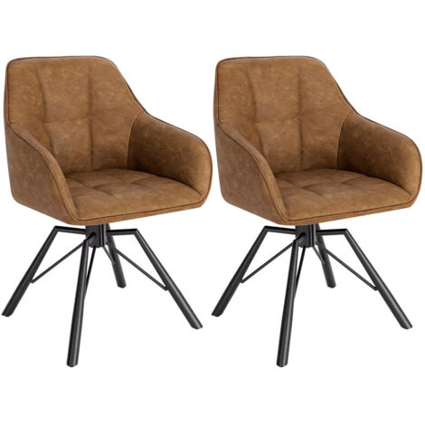 Ensemble 2 chaises pivotantes avec accoudoirs, dossier et assise rembourrée, confort durable pour salon, salle à manger et intérieur, 58,5 x 54,5 x 82,5 cm, marron (1/5)