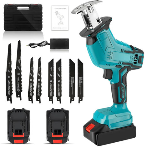 Scie Sabre Électrique Sans Fil 21V Portable Coupe Bois Métal avec 2 Batteries Rechargeables (1/5)