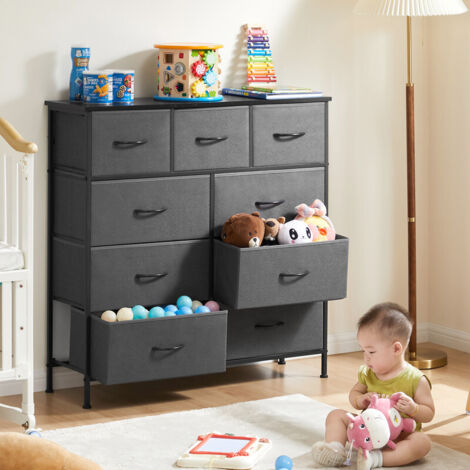 Commode pour chambre à coucher – 9 tiroirs en tissu, grande armoire de rangement, organisateur de vêtements pour adultes et enfants (1/5)
