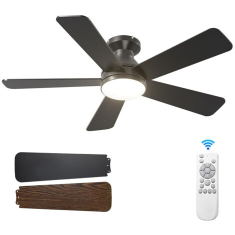 Ventilateur de plafond LED moderne à 5 têtes – Éclairage dimmable, montage encastré avec télécommande, pour salon, cuisine, chambre et bureau (1/5)