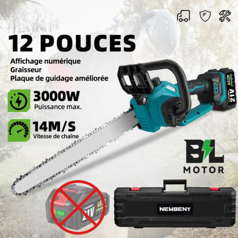 Tronçonneuse électrique sans balais de 12 pouces, affichage LED, sans fil, coupe du bois, scie d'enregistrement de jardin pour Makita, broche de batterie 18-21V, Sans batterie (1/5)