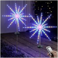 Lot de 2 Lampes Solaires Extérieures Feux d’Artifice – Télécommande, 8 Modes de Lumière, Idéales pour Jardin, Terrasse, Patio et Décoration de Fêtes
