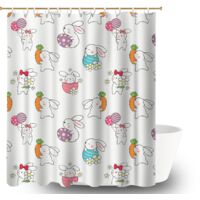 Rideau de douche 180x180 avec anneaux cache baignoire pour baignoire d’angle