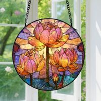 30cm Suspension vitrail pour fenêtre – Attrape-soleil décoratif – Décoration de fenêtre – Cadeau idéal pour les passionnées d'herbes aromatiques – Cadeau détente pour couples, meilleurs amis, famille,
