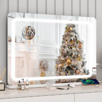Miroir de salle de bain LED 80 × 55 cm – Commande tactile murale, éclairage dimmable, miroir moderne pour salle de bain ou chambre