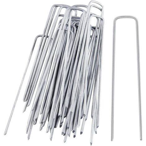 Lot de 50 piquets de fixation en acier 150x30mm, pour bâche anti-mauvaises herbes, Ø2,5mm (1/5)