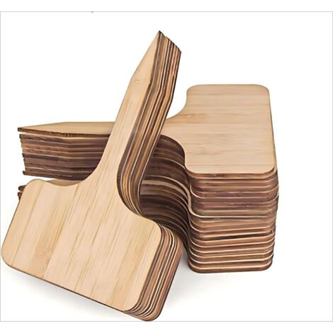 Lot de 50 étiquettes de plantes en bois, type T, marqueurs pour semis et plantations, jardin (1/5)