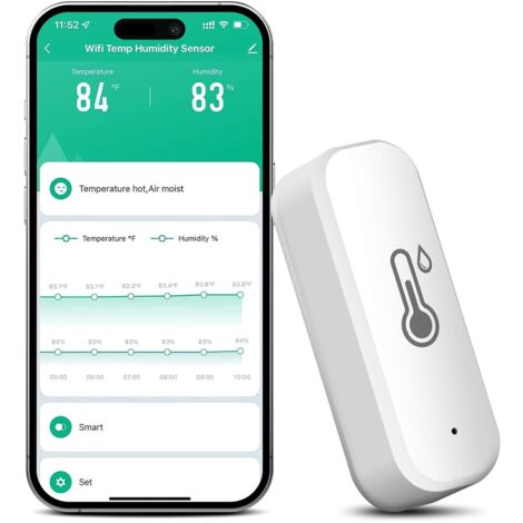 Thermomètre et hygromètre WiFi, mini capteur sans fil avec application Smart Tuya – 1 pièce (1/5)