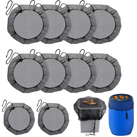Lot de 10 filets de protection pour tonneau pluie Ø90 cm, cordon serrage, anti-feuilles et moustiques (1/5)