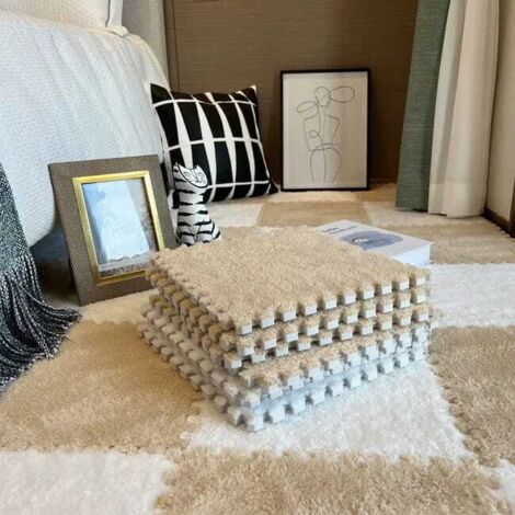 Tapis en mousse souple poils longs, 12 pièces, antidérapant, sol carrelage, exercice, décoration chambre (1/5)