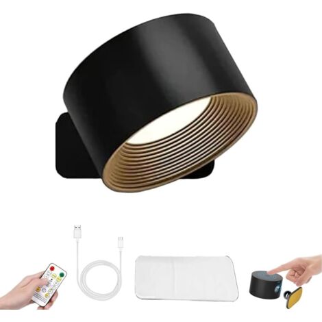 Applique murale LED rotative 360° avec télécommande, lampe de lecture 3 couleurs (1/5)