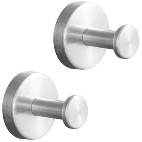 Lot de 2 crochets muraux argentés en acier inoxydable, pour serviettes et manteaux – Cuisine & Salle de bain (1/5)