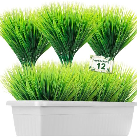 Lot de 12 herbes artificielles décoratives, accessoires pour jardin ou intérieur (1/5)