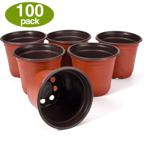 Lot de 100 pots de pépinière réutilisables 9x8 cm – Semis et plantes d’intérieur/extérieur