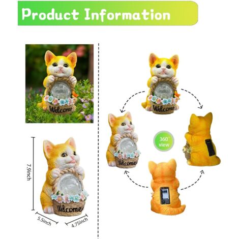 Figurines de Chats avec Papillon Solaire, Statue de Chat à énergie Figurines de Chats avec Papillon Solaire, Statue de Chat à énergie
