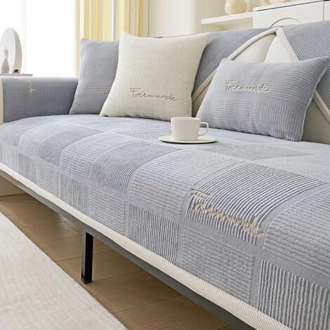 Plaid Canapé Gris 70x210 cm, Couverture Douce Lavable, Protège Canapé Chaud et Décoratif