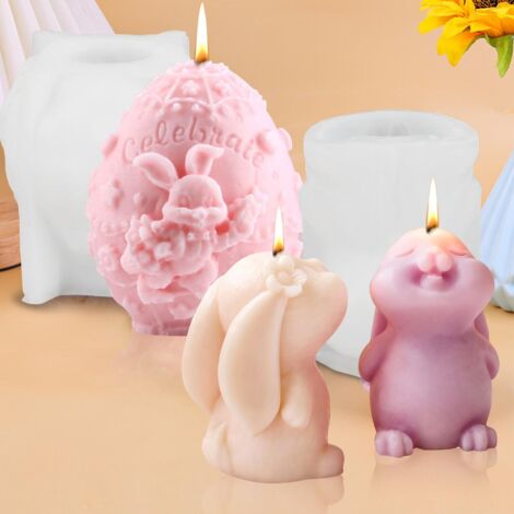 Moules en Silicone pour Pâques - 2 Pièce Moules à Gypse pour Décoration de Pâques, Formes de Lapin, Idéal pour Créer des Bougies et des Décorations Printanières (1/5)
