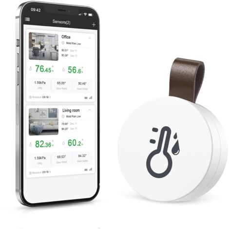 Thermomètre Hygromètre Bluetooth Intérieur – Capteur Température et Humidité avec Application Smart Sensor pour Chambre Bébé, Serre, Garage et Bureau (1/5)
