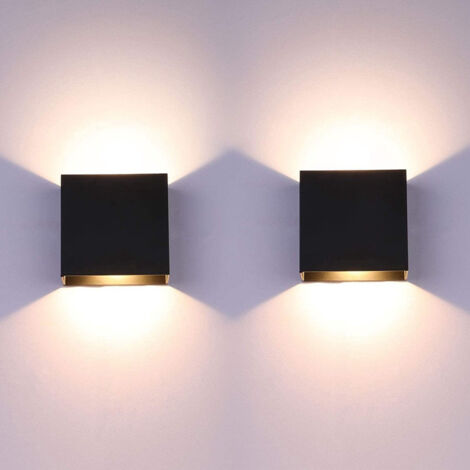 Lot de 2 Appliques Murales LED 6W Intérieur – Lumière Blanc Chaud 3000K, Design Moderne Noir pour Chambre, Salon, Hôtel (1/5)