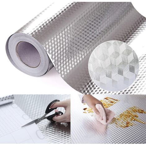 Papier Adhésif Aluminium Cuisine – Crédence et Plan de Travail Anti-Huile, Résistant à la Chaleur, Amovible et Lavable 60x300 cm (1/5)