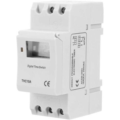 Minuterie Numérique Hebdomadaire 16A – Interrupteur Digital THC15A 220-240V Programmable Rail DIN (1/5)