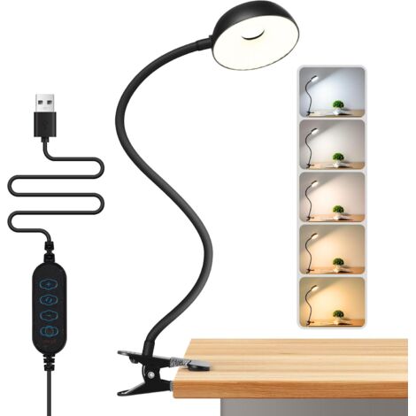 Lampe LED à Clip – 10 Niveaux Luminosité, 5 Modes Couleur, Flexible pour Bureau et Lecture (1/5)