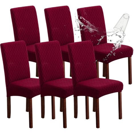 Lot de 6 Housses de Chaise Élastiques Jacquard – Protection Anti-Éclaboussures Lavable (1/5)