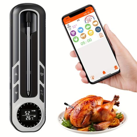 Thermomètre Viande Bluetooth – Sonde BBQ Application Gris (1/5)