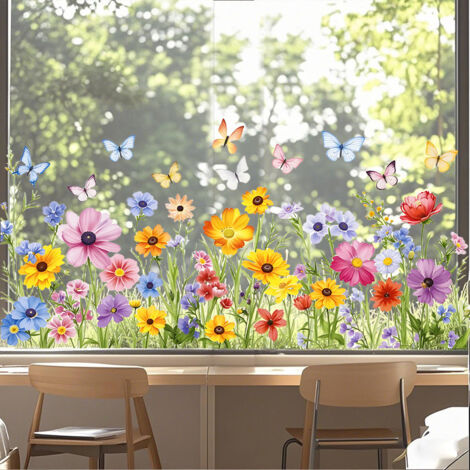 Autocollant Fenêtre Fleurs – Sticker Décoratif Réutilisable (1/5)