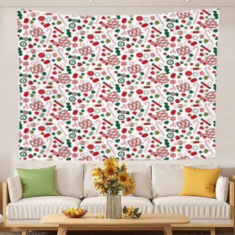 Grande tapisserie murale aux couleurs vives, utilisable comme nappe, couvre-lit ou rideau de plage. 100x75cm (1/5)