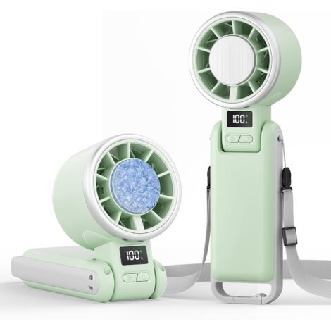 Mini Ventilateur 3-en-1 Portable – Turbo, Rechargeable, 5 Vitesses, Vert, Ventilateur Bureau et Cou, Silencieux (1/5)