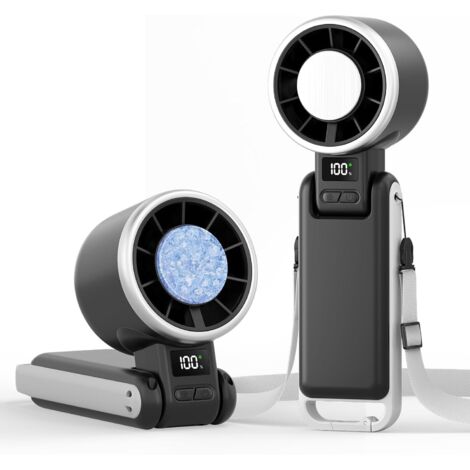 Mini Ventilateur Portable 3-en-1 – Turbo, Rechargeable, 5 Vitesses, Ventilateur Bureau et Cou, Silencieux, Noir (1/5)