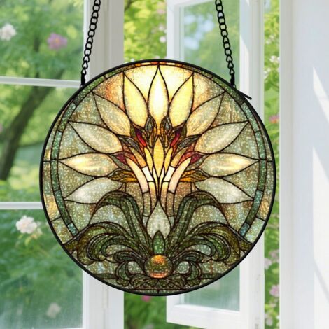30cm Suspension en Vitrail Artistique, Attrape-Soleil Coloré pour Porte, Décoration Intérieure Unique, Cadeau Maman, Nana, Sœur, Amie (1/5)