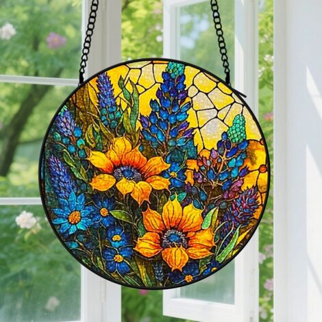 30cm Suspension en Vitrail - Attrape-Soleil Coloré Unique pour Maison, Cadeau Fête des Mères, Anniversaire, Noël pour Femme, Homme, Maman, Nana (1/5)
