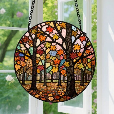 9cm Suspension en Vitrail Unique, Attrape-Soleil Coloré Élégant Artistique Minimaliste pour Intérieur Fenêtre, Cadeau Anniversaire (1/5)