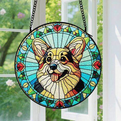 30cm Suspension en Vitrail Minimaliste, Attrape-Soleil Unique Élégant Coloré en Verre, Décoration Fenêtre, Cadeau Famille, Ami, Amie (1/5)