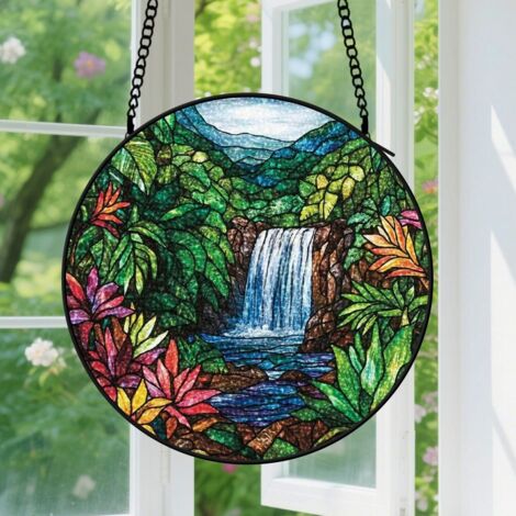 9cm Suspension en vitrail, attrape-soleil coloré unique pour porte, décoration maison, cadeau Fête des Mères, Anniversaire pour femme, maman, grand-mère (1/5)
