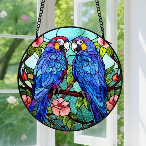 9cm Suspension en Vitrail, Attrape-Soleil Coloré Minimaliste Élégant en Verre, Décoration Maison Porte, Cadeau Anniversaire (1/5)