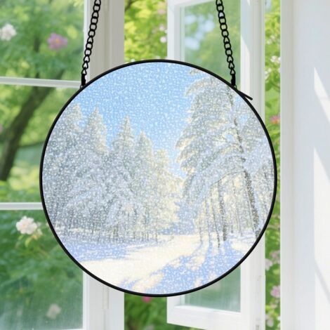 9cm Suspension en vitrail - Attrape-soleil élégant coloré, décoration intérieure minimaliste, cadeau Fête des Pères, Anniversaire pour homme, femme, maman (1/5)