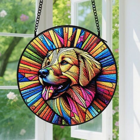 9cm Suspension en Vitrail Artistique, Attrape-Soleil Élégant Minimaliste Unique pour Jardin Maison, Cadeau Femme, Homme, Maman (1/5)