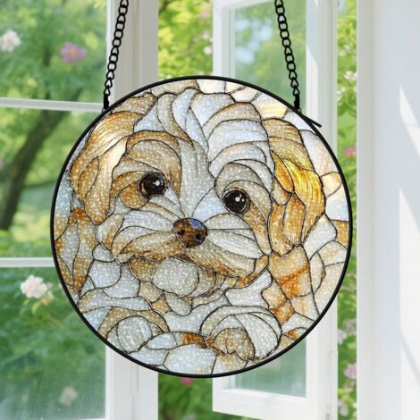 9cm Suspension en Vitrail, Attrape-Soleil Unique Minimaliste Artistique Élégant pour Jardin Fenêtre, Cadeau Femme, Homme (1/5)