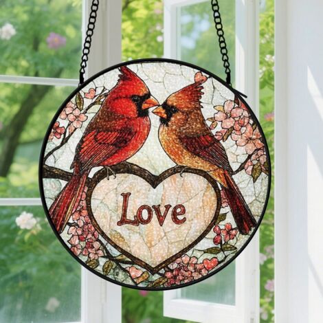 9cm Suspension en Vitrail Artistique, Attrape-Soleil Minimaliste Élégant pour Porte Fenêtre, Cadeau Anniversaire, Noël pour Famille (1/5)