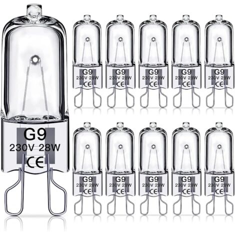 10 ampoules halogènes G9 – 230V 28W – 392 lm – Blanc chaud 2700K – Dimmables – Idéal pour éclairage domestique et commercial – 3000h (1/5)