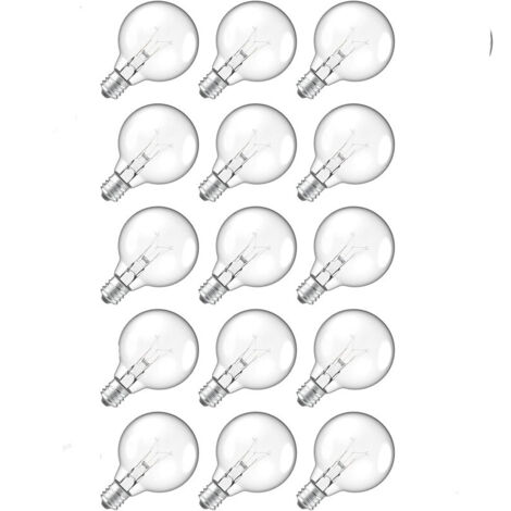 Ampoules G40 lot de 15 – E12 7W 60 lm – Filament étanche – Pour guirlandes et décorations intérieures/extérieures – Lumière ambre