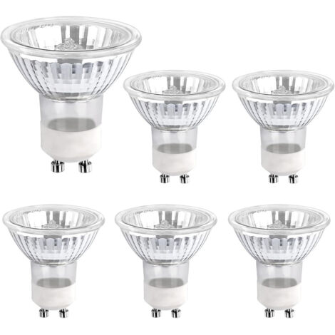 6 ampoules GU10 halogènes – 50W – 425 lumens – Lumière chaude 2800K – Idéal pour éclairage domestique et commercial (1/5)