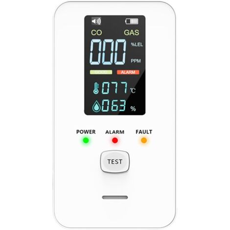 Détecteur de Monoxyde de Carbone 4 en 1 – Moniteur Numérique Portable, Détecteur Gaz Naturel avec Alarme CO pour Maison, Cuisine, Chambre (Blanc) (1/5)