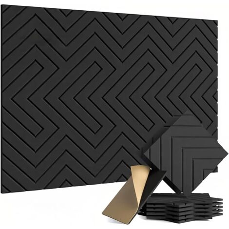 Panneaux Acoustiques Auto-Adhésifs 12 Pièces Noir – Insonorisation Haute Densité 30x30x1 cm, Réduction du Bruit pour Bureau, Studio et Chambre (1/5)